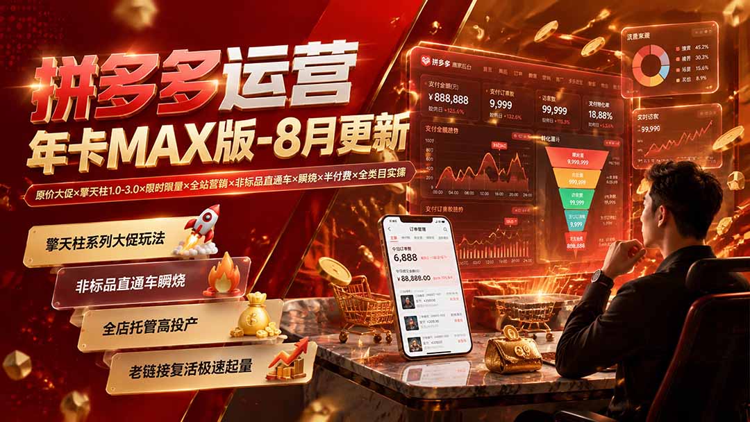 图片[2]-拼多多运营年卡MAX版-8月：原价大促×擎天柱1.0-3.0×限时限量×全站营销×非标品直通车×瞬烧×半付费×全类目实操
