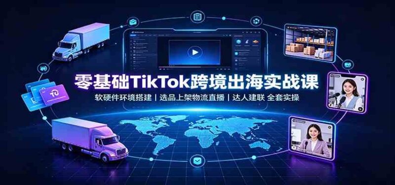 零基础TikTok跨境出海实战课:软硬件环境搭建,选品上架物流直播,达人建联全套实操-网创在线