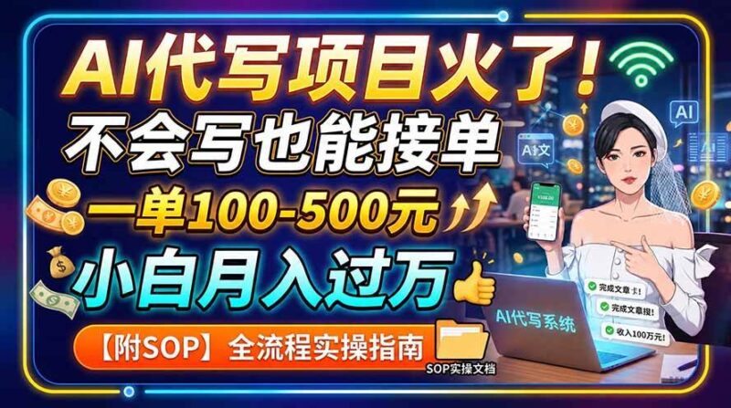 (19967期)AI代写项目火了!不会写也能接单,一单100-500元,小白月入过万【附SOP】-网创在线