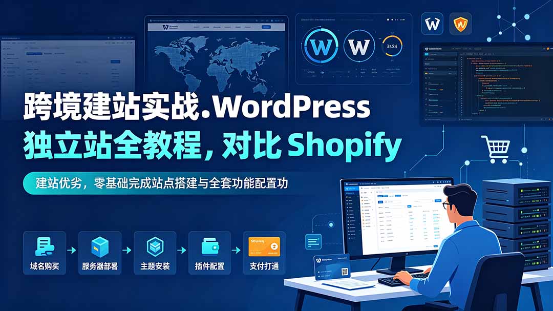 图片[1]-跨境建站实战：WordPress 独立站全教程，对比 Shopify 建站优劣，零基础完成站点搭建与全套功能配置