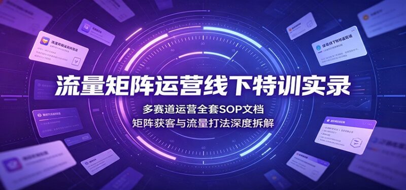 流量矩阵运营线下特训实录：多赛道运营全套SOP文档，矩阵获客与流量打法深度拆解