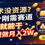 没技术没资源？这4个刚需赛道，AI就能干，小白照做月入2W-网创在线