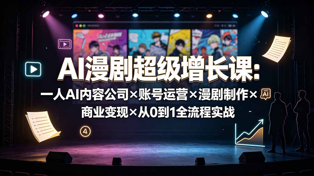 图片[1]-AI漫剧超级增长课：一人AI内容公司×账号运营×漫剧制作×商业变现×从0到1全流程实战