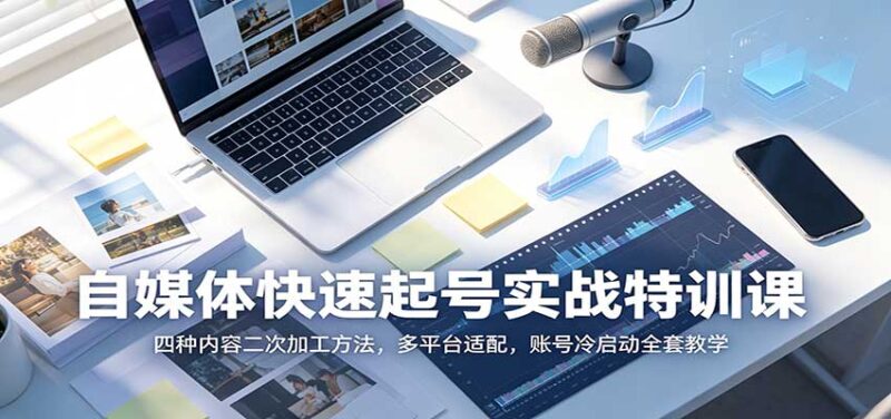 自媒体快速起号实战特训课:四种内容二次加工方法,多平台适配,账号冷启动全套教学-网创在线