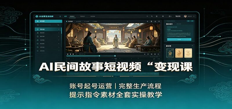 AI民间故事短视频变现课：账号起号运营，完整生产流程，提示指令素材全套实操教学-网创在线