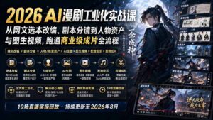 2026 AI漫剧工业化实战课-更新：从网文选本改编、剧本分镜到人物资产与图生视频，跑通商业级成片全流程-网创在线