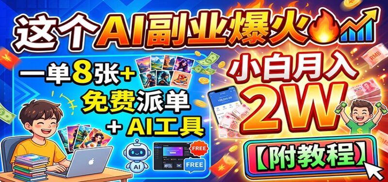 这个AI副业爆火!一单8张+,免费派单+AI工具,小白月入2W【附教程】-网创在线