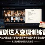 （19551期）短剧达人变现训练营：平台授权入驻×爆款选材下载×账号养号运营×多平台挂载×剪辑实操×违规处理全流程-网创在线