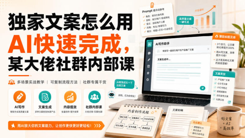 独家文案怎么用AI快速完成,某大佬社群内部课-网创在线