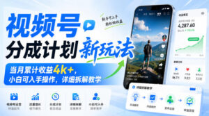 视频号分成计划新玩法,当月累计收益4k+,小白可入手操作,详细拆解教学-网创在线
