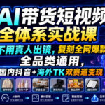 AI带货短视频全体系实战课，不用真人出镜，复刻全网爆款、全品类通用，国内抖音+海外TK双赛道变现-网创在线