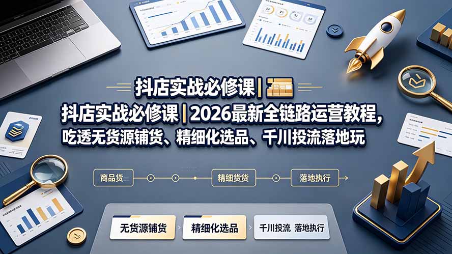 图片[1]-抖店实战必修课｜2026最新全链路运营教程，吃透无货源铺货、精细化选品、千川投流落地玩法