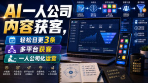 AI一人公司内容获客，轻松日更3条，多平台获客，一人公司化运营（更新0827）-网创在线