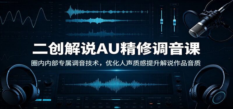 二创解说AU精修调音课:圈内内部专属调音技术,优化人声质感提升解说作品音质-网创在线