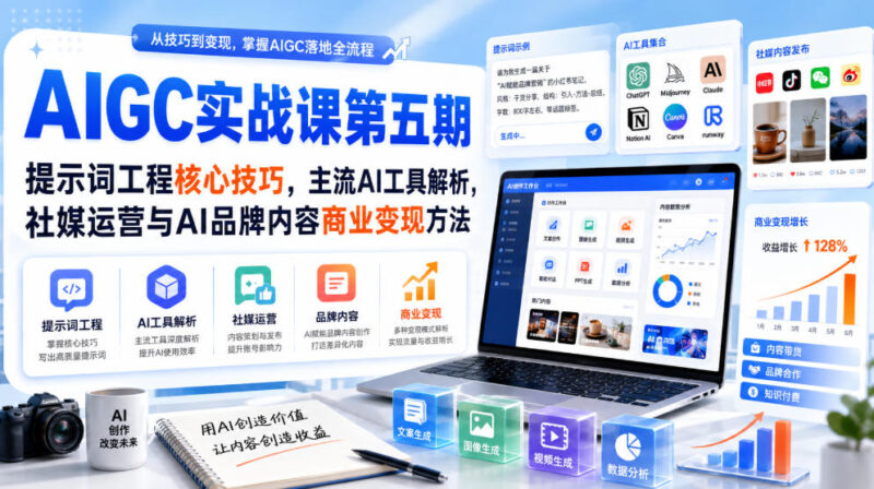 刺猬星球·AIGC实战课第五期,提示词工程核心技巧,主流AI工具解析,社媒运营与AI品牌内容商业变现方法-网创在线