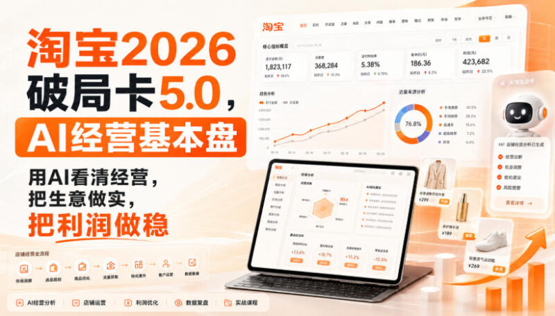 智篆商业-淘宝2026破局卡5.0,AI经营基本盘,用AI看清经营,把生意做实,把利润做稳-网创在线