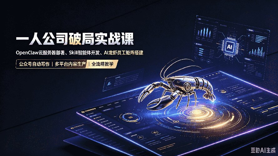 图片[1]-一人公司破局实战课｜OpenClaw云服务器部署、Skill智能体开发、AI龙虾员工矩阵搭建，公众号自动写作与多平台内容…
