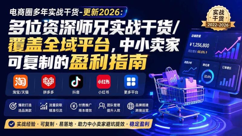 (20159期)电商圈多年实战干货-更新2026:多位资深师兄实战干货/覆盖全域平台,中小卖家可复制的盈利指南-网创在线