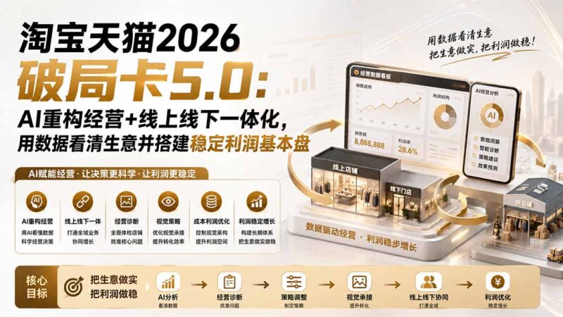 淘宝天猫2026破局卡5.0:AI重构经营+线上线下一体化,用数据看清生意并搭建稳定利润基本盘-网创在线
