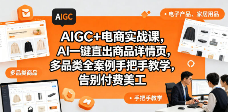 AIGC+电商实战课,AI一键直出商品详情页,多品类全案例手把手教学,告别付费美工(更新0820)-网创在线