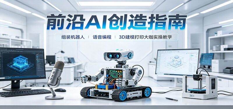 前沿AI创造指南：组装机器人、语音编程、3D建模打印大咖实操教学