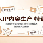 个人IP内容生产特训营：搭建内容复用体系，素材积累方法，朋友圈变现指南-网创在线