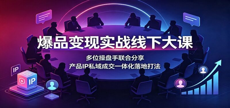 爆品变现实战线下大课:多位操盘手联合分享,产品IP私域成交一体化落地打法-网创在线