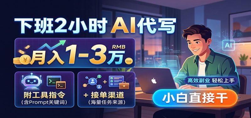 下班2小时AI代写，月入1-3万，附工具指令+接单渠道，小白直接干-网创在线