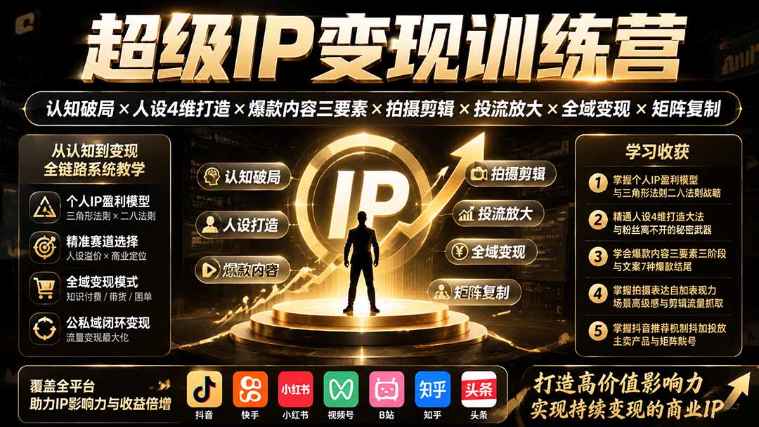 图片[2]-超级IP变现训练营：认知破局×人设4维打造×爆款内容三要素×拍摄剪辑×投流放大×全域变现×矩阵复制