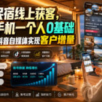 酒店民宿线上获客，一部手机一个人0基础带你做好抖音自媒体实现客户增量-网创在线