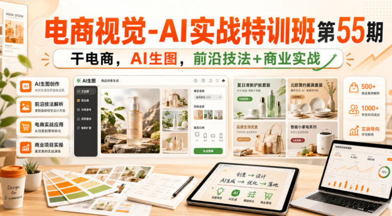 电商视觉-AI实战特训班第55期，干电商，AI生图，前沿技法+商业实战-网创在线