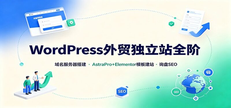 WordPress外贸独立站全阶:域名服务器搭建,AstraPro+Elementor模板建站与询盘询盘SEO-网创在线