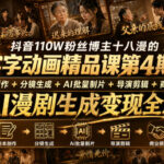 抖音110W粉丝博主十八漫的字字动画精品课第4期：剧本创作+分镜生成+剪辑+商业接单，掌握AI漫剧生成变现全流程-网创在线