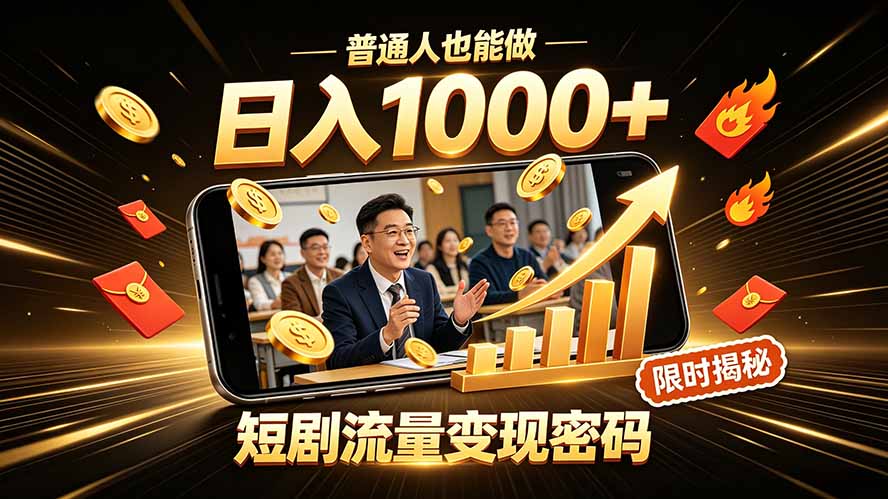 图片[1]-一部手机做短剧分发，不用真人出镜、不用拍摄剧本，快手流量变现日赚千元