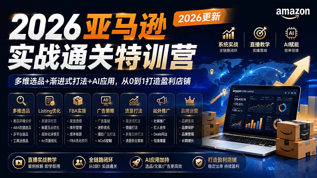 图片[2]-2026亚马逊实战通关特训营-2026更新，多维选品+渐进式打法+AI应用，从0到1打造盈利店铺