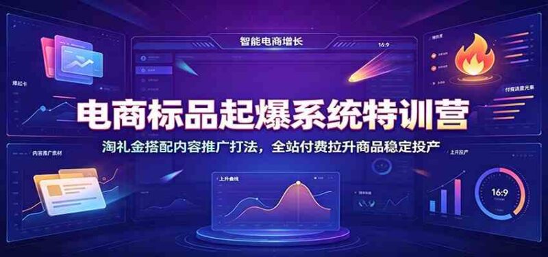 电商标品起爆系统特训营:淘礼金搭配内容推广打法,全站付费拉升商品稳定投产-网创在线