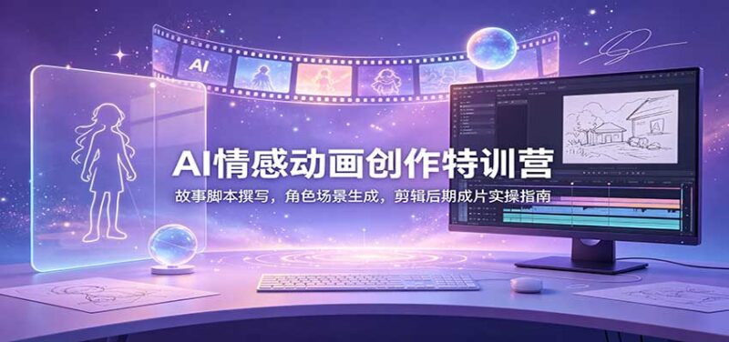 AI情感动画创作特训营:故事脚本撰写,角色场景生成,剪辑后期成片实操指南-网创在线