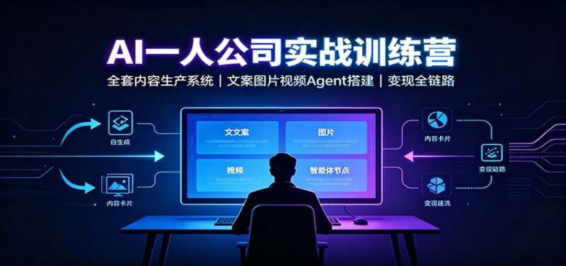 AI创作一人公司实战训练营：全套内容生产系统，文案图片视频Agent搭建变现全链路-网创在线