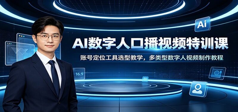 AI数字人口播视频特训课:账号定位工具选型教学,多类型数字人视频制作教程-网创在线
