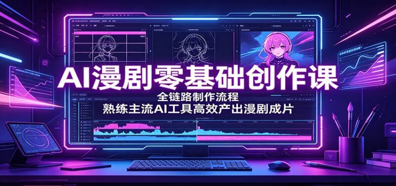 AI漫剧零基础创作课：全链路制作流程，熟练主流AI工具高效产出漫剧成片-网创在线