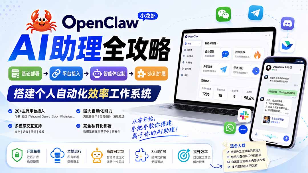 图片[2]-OpenClaw小龙虾 AI助理全攻略：基础部署→平台接入→智能体定制→Skill扩展，搭建个人自动化效率工作系统