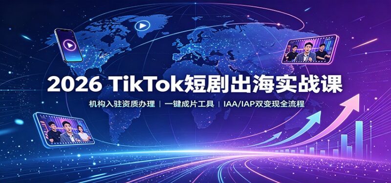 2026 TikTok短剧出海实战课:机构入驻资质办理,一键成片工具,IAA/IAP双变现全流程-网创在线