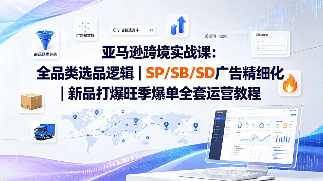 图片[1]-亚马逊跨境实战课-更新：全品类选品逻辑｜SP/SB/SD广告精细化｜新品打爆旺季爆单全套运营教程