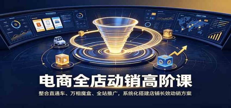 电商全店动销高阶课：整合直通车、万相魔盒、全站推广，系统化搭建店铺长效动销方案