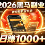 2026黑马副业！番茄挂G全自动日入1000+，操作最简单、门槛最低的线上轻资产项目【揭秘】-网创在线
