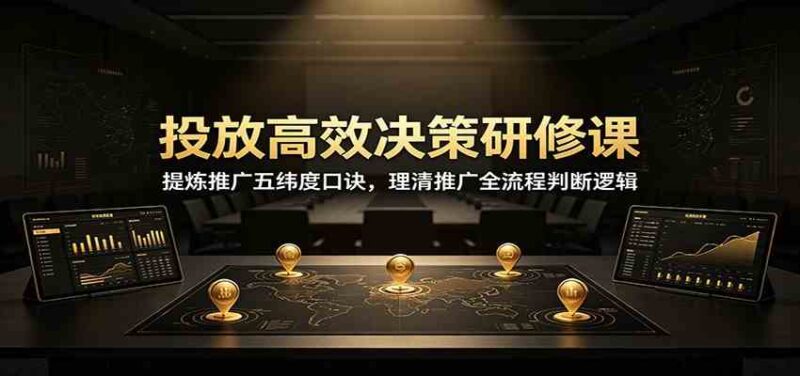 投放高效决策研修课：提炼推广五纬度口诀，理清推广全流程判断逻辑