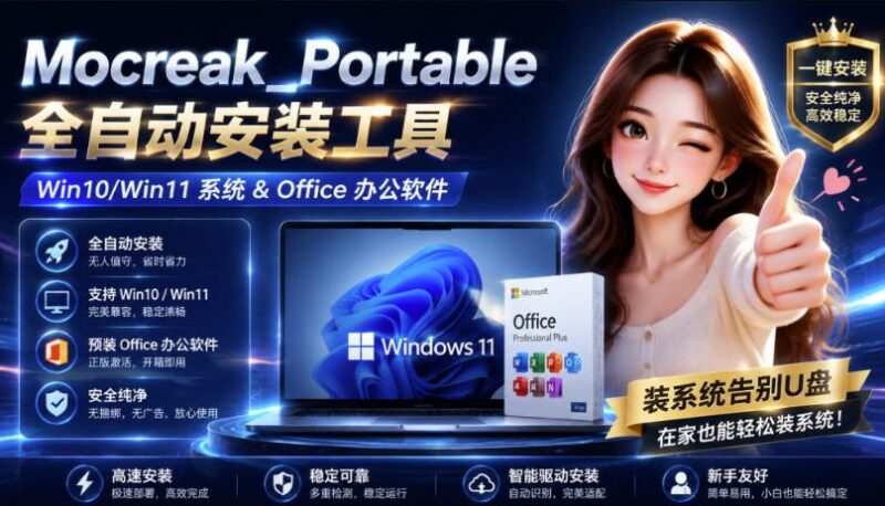 Mocreak全自动安装office和win10、win11系统,告别U盘装系统,使用安全可靠-网创在线