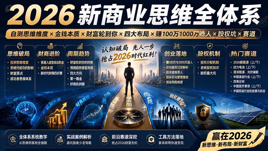 图片[2]-2026新商业思维全体系：自测思维维度×金钱本质×财富轮到你×四大布局×赚100万1000万选人×股权坑×赛道