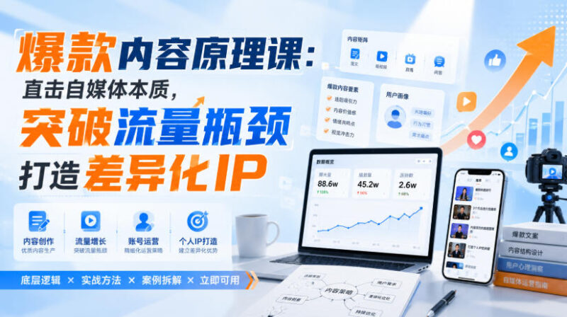 爆款内容原理课：直击自媒体本质，突破流量瓶颈打造差异化IP-网创在线