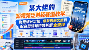 某大佬的短视频泛财经赛道教学,财经细分定位、爆款选题文案到配音剪辑与特效拆解全流程-网创在线